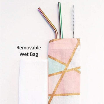 Reusable Cotton Utensil & Straw Pouch - Pink